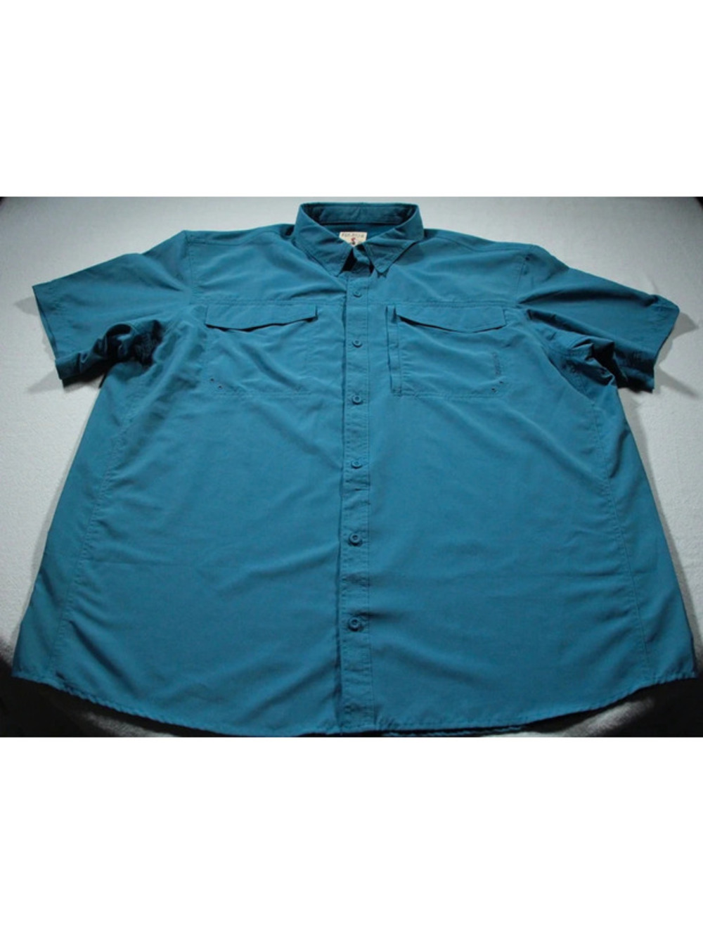 Men's Red Head Brand Short Sleeve Button Up Shirt 3XL Blue Fishing Polyester
